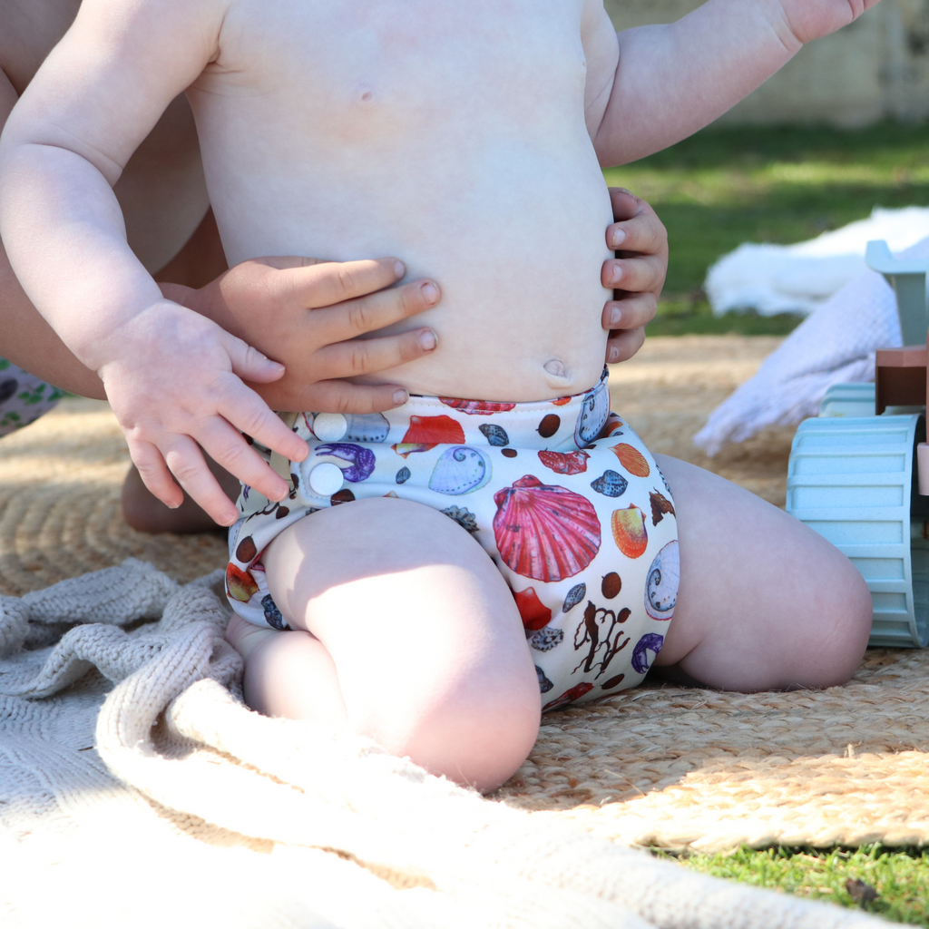Snapping Cloth 'Tidal Treasures' OSFM Side Snapping Cloth Nappy – Earthside Eco Bums