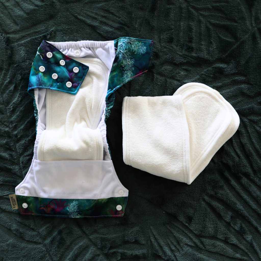 Snapping Cloth 'Coral' OSFM Side Snapping Cloth Nappy – Earthside Eco Bums