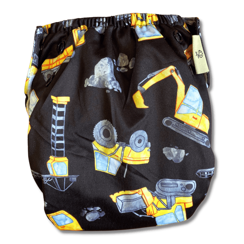 'Digger Daze' OSFM Side Snapping Cloth Nappy