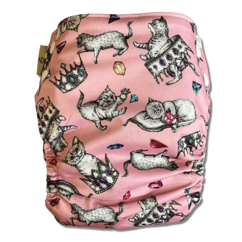 'Kitty Queen' OSFM Side Snapping Cloth Nappy