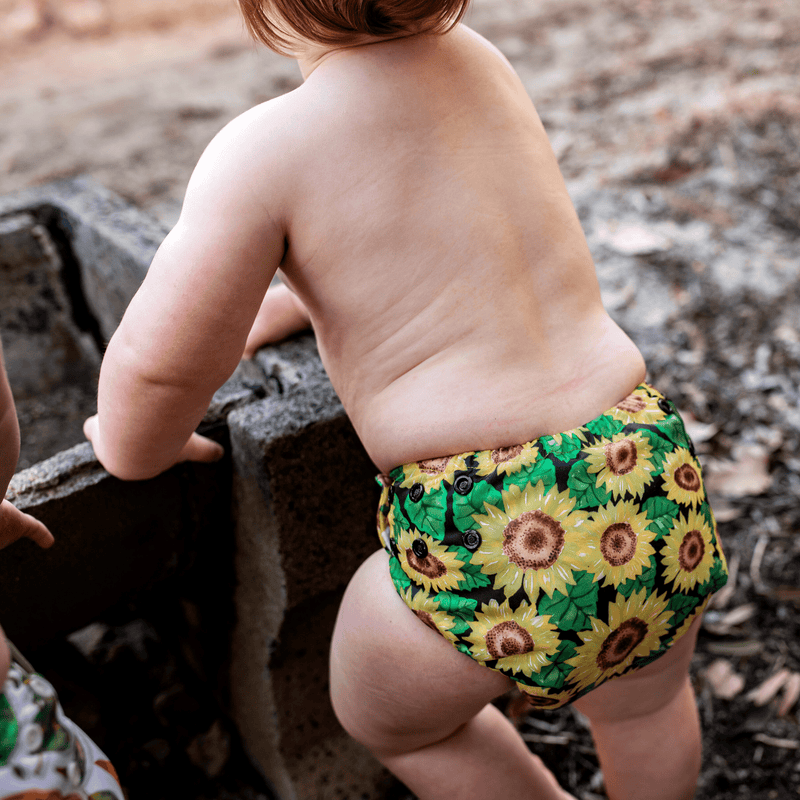 Snapping Cloth 'Sunny Daze' OSFM Side Snapping Cloth Nappy – Earthside Eco Bums