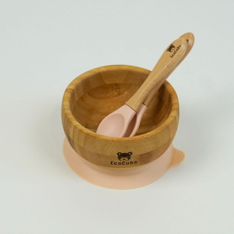 Bamboo Suction Bowl & Spoon Duo Set